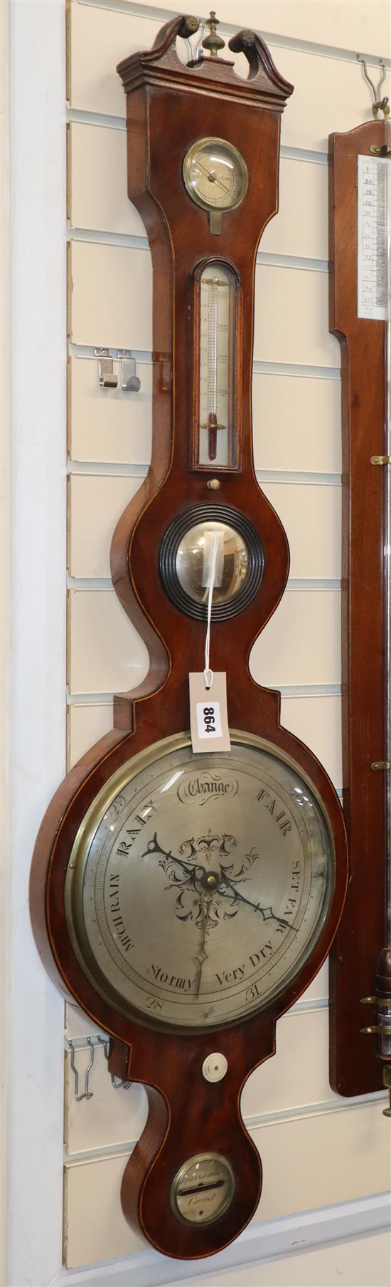 A George III mahogany wheel barometer H.106cm